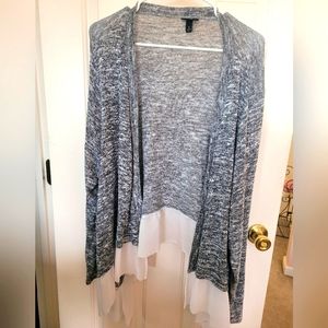 Torrid Black white chiffon open cardigan Sz 3